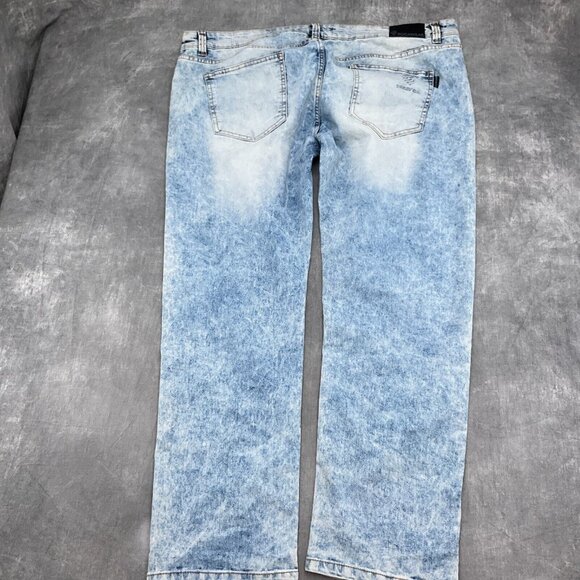 Rocawear Jeans Men 42W x 32L Blue Acid Wash Skinny High Rise Cotton Stretch - Picture 11 of 13